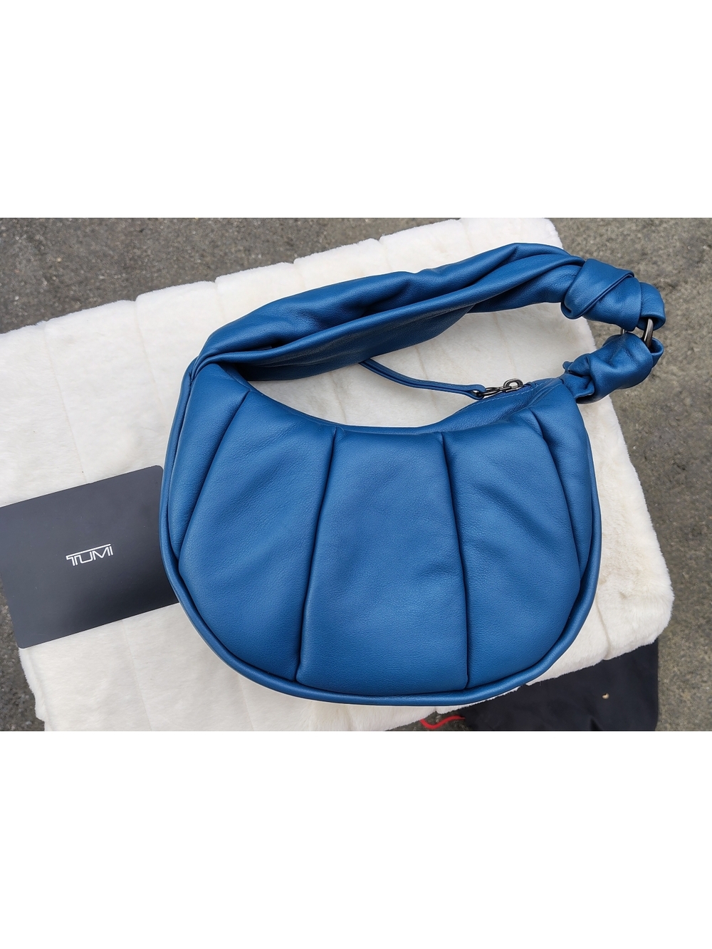 NEW TUMI LEATHER BAG WITH LONG STRAP